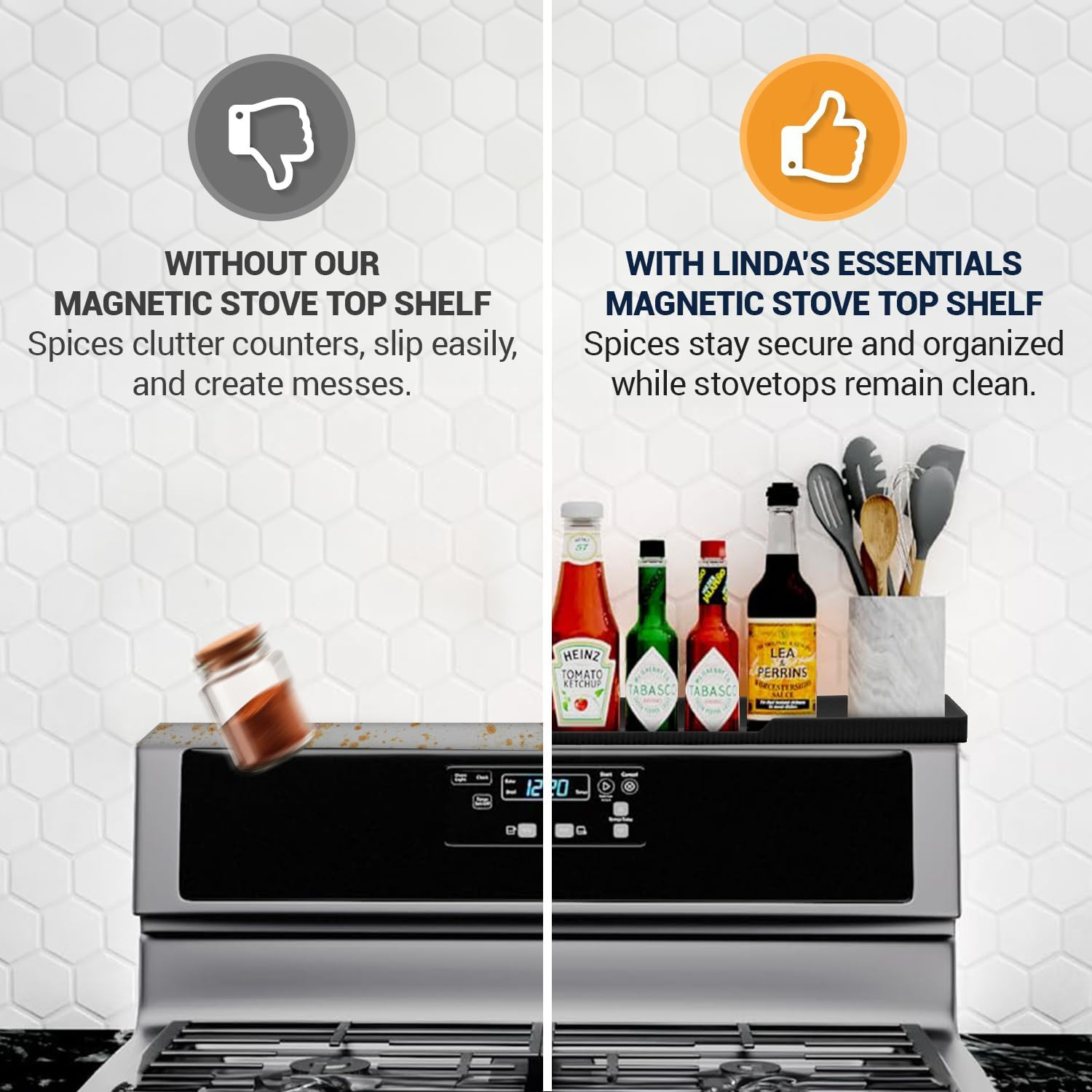 Silicone Magnetic Stove Shelf for Back of Stove - over the Stove Shelf, Magnetic