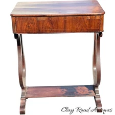 antique rosewood victorian empire classical  work table stand sewing 1840