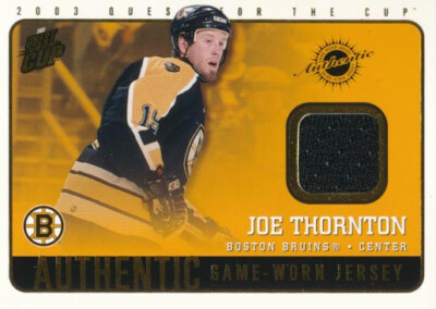 2002-03 Pacific Quest for Cup GAME JERSEY #3 JOE THORNTON - Boston Bruins -