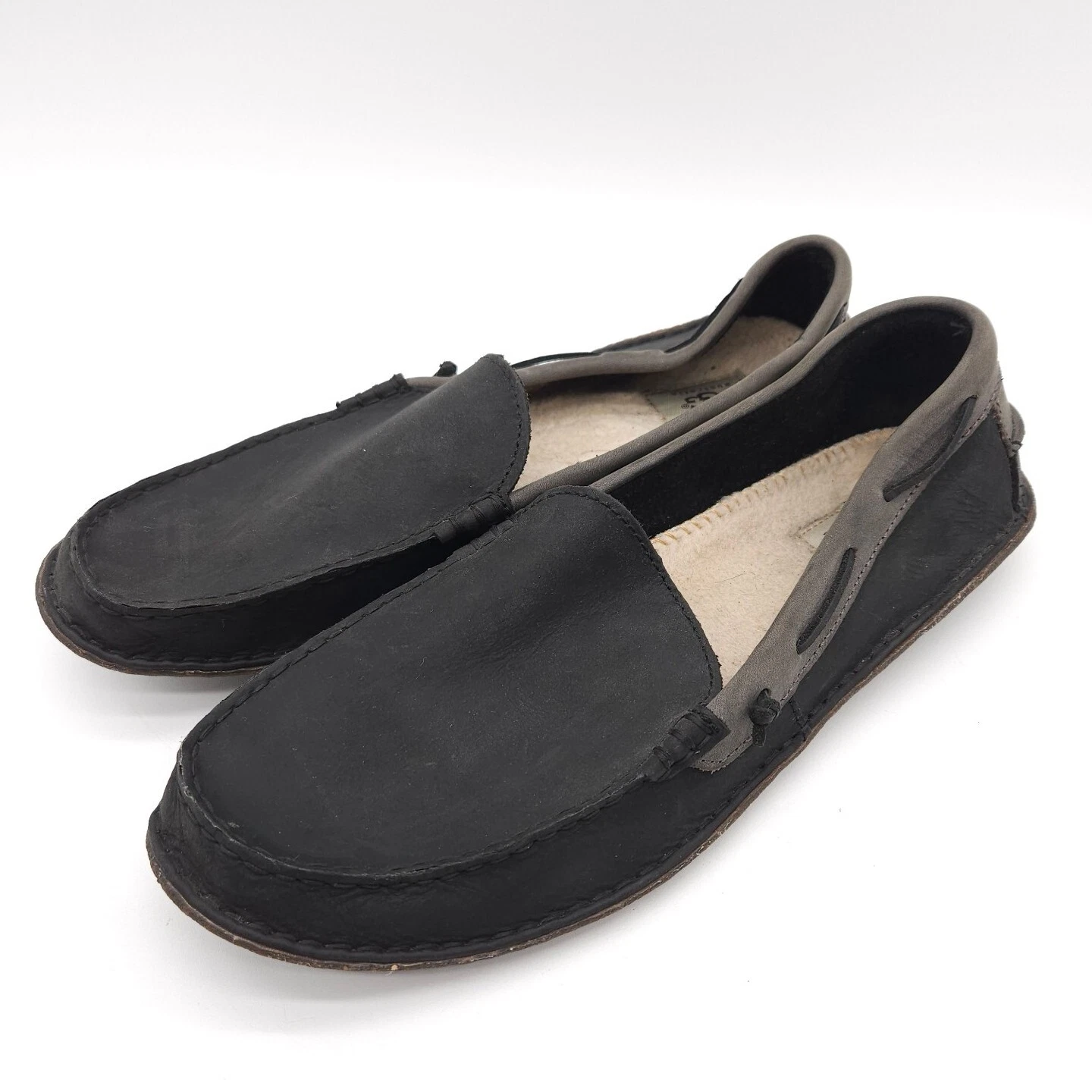 Mocassini scarpe da barca UGG Australia da uomo taglia 12 grigio in pelle scamosciata mocassini ciabatte basse