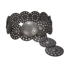 3 1/2" 90 mm Wide Ladies Wide Boho Disc Concho Leather Belt, Black  S - 39...