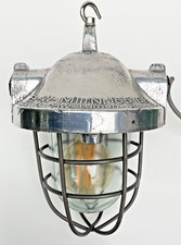 Vintage Industrial Reclaimed Aluminium Caged Pendant Light - Poland