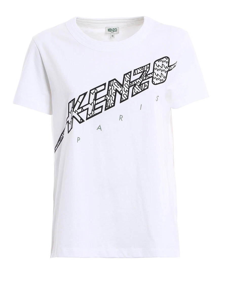 Kenzo Paris Logo Women White T Shirt Size XS Extra Small