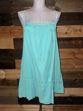 Ann Taylor LOFT Blue Teal Lined Ruffle Sundress Dress Summer Medium M