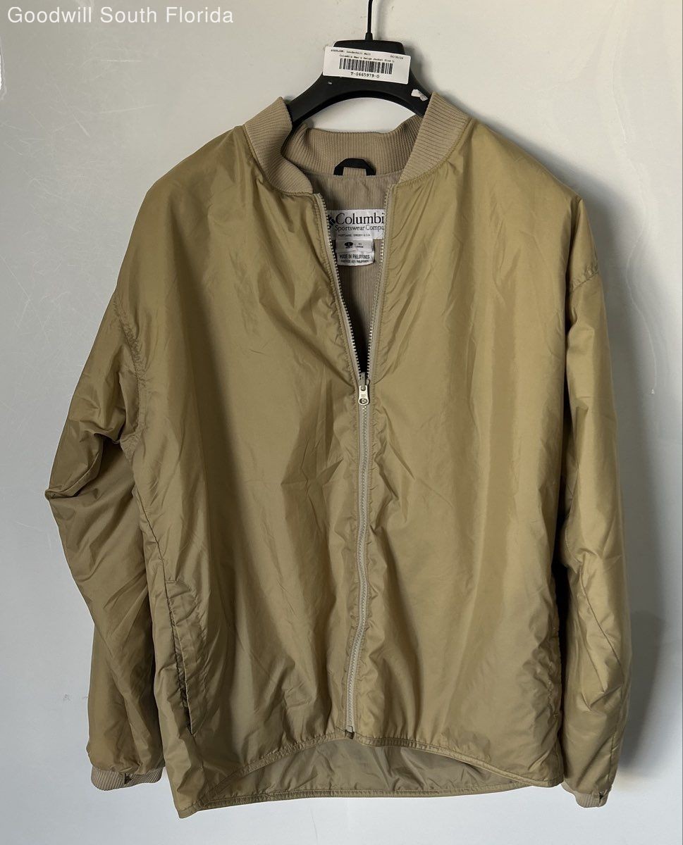 Columbia Mens Beige Long Sleeve Pockets Full-Zip Convert Bomber Jacket Size L