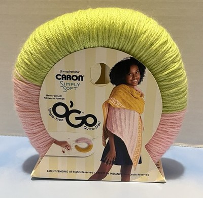 Caron Simply Soft O  Go yarn Lime Frost / Soft Pink 40022