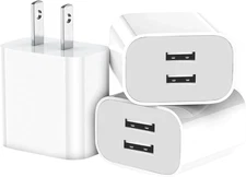 3 Pack USB Wall Charger, Dual Port Plug Adapter for Wall Outlet Charging Block,