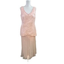 Vintage Cameron Blake Blush Pink Beaded Dress Bridal Prom Formal 14