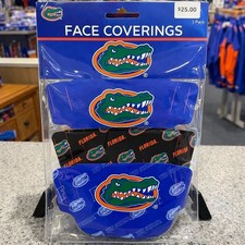 University of Florida Gators Face Mask 3-Pack NCAA UF Blue Black The Swamp Logo
