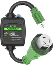 RVGUARD Surge Protector 50 Amp to 110 Volt RV Adapter Cord with Overload