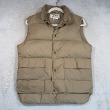 Vintage 80s LL Bean Puffer Vest Mens S Tan Goose Down Made in USA Excellent