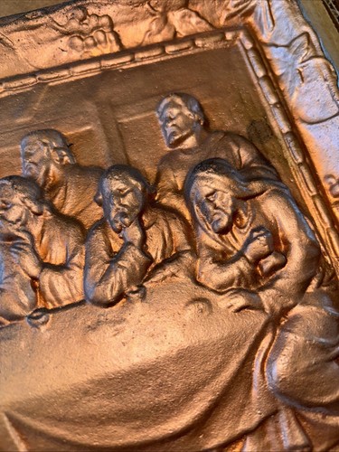 SCHÖNE ANTIKE LETZTE ABENDMAHL GUSSEISEN KIRCHENPLAKETTE 14,5x8,5 Garten Wallfahrtskirche - Bild 12 von 24