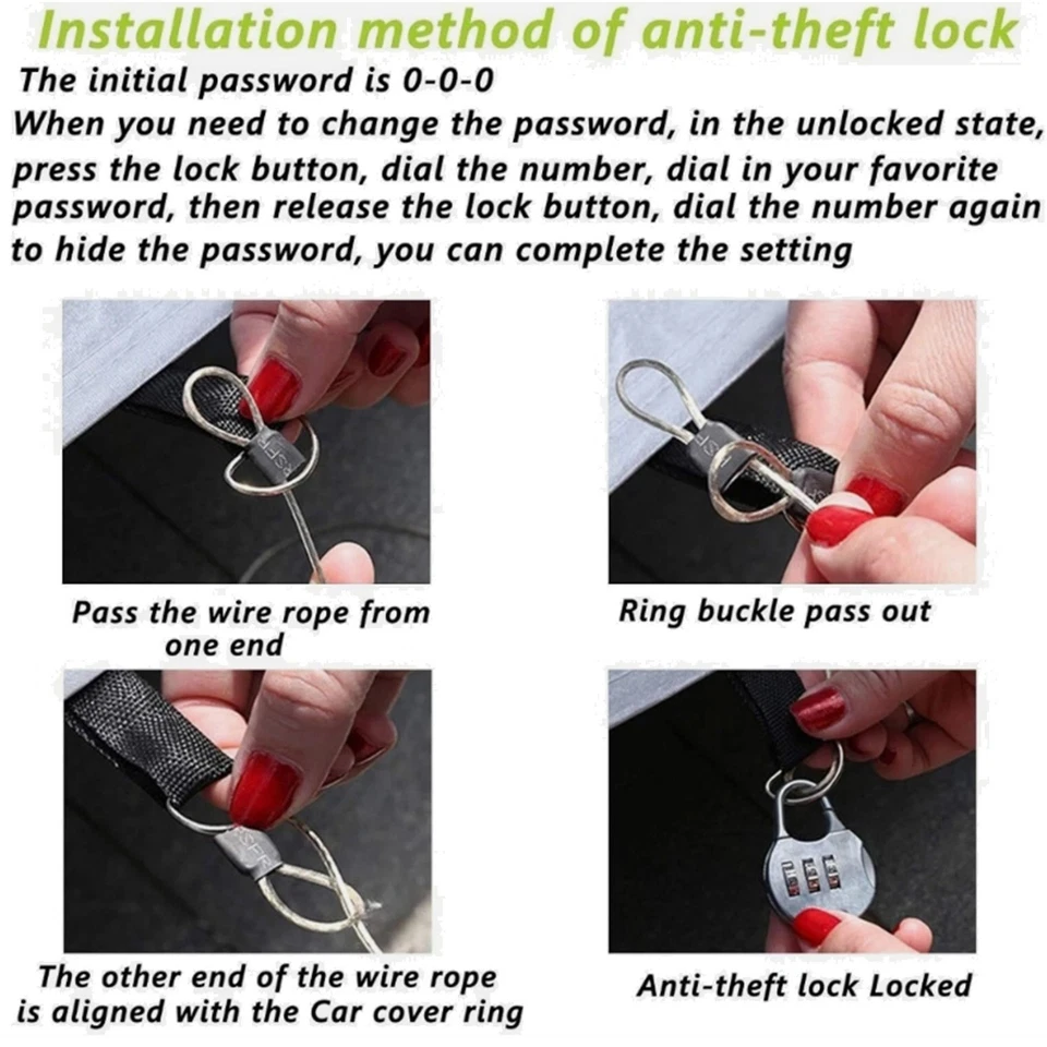 For Hyundai Santa Fe Fleece-Lined Car Cover Waterproof Snow Protection W/Zipper Foto 4 de 4