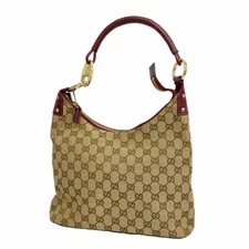 Gucci GG Canvas Shoulder Bag Beige Bordeaux Gold Women's 115003 #RC06247