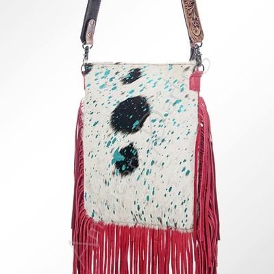 AD American Darling Messenger Hand Tooled Hair On Genuine Leather Western Women
