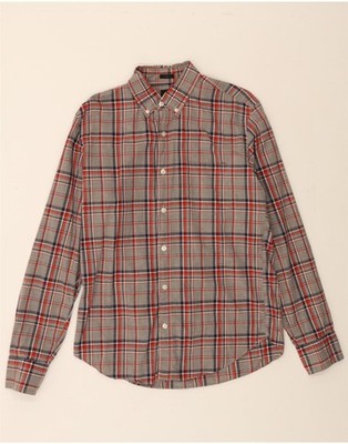 J. CREW Herren Hemd mittelgrau kariert Baumwolle AO04