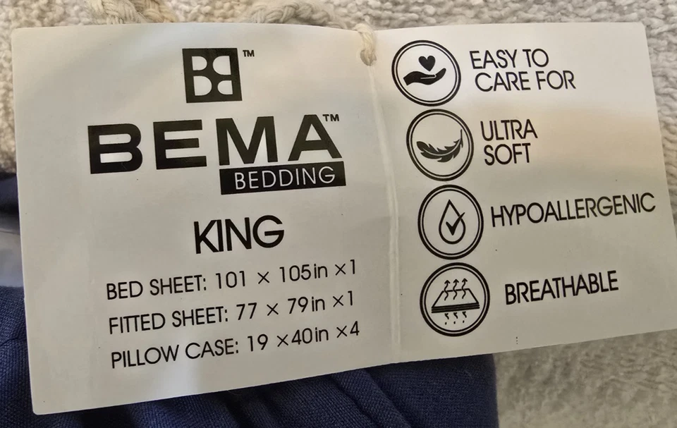 Bema Bamboo Sheets California Kings Size 1Fitted 1 Flat Sheet, and 4 Pillowcases - Image 3 of 3