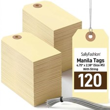 120 Pack Manila Shipping Tags with Wire Blank Inventory Price Labels Crafts Offi
