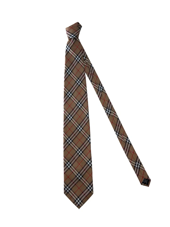 Corbata para hombre Burberry London beige a cuadros Nova 100 % seda hecha en Italia YGI X5-36 Foto 2 de 4