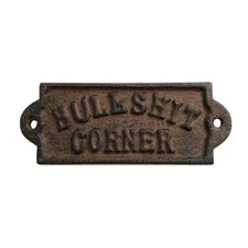 Bullshit Corner Cast Iron Sign Rustic Wall Plaque Man Cave Bar Garage Decor