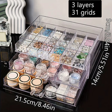 1Pc Drawer Style Acrylic Multifunctional Nail Diamond Decoration Storage Box Des