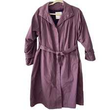 London Towne Purple Trench Coat Size 6 Petite Vintage