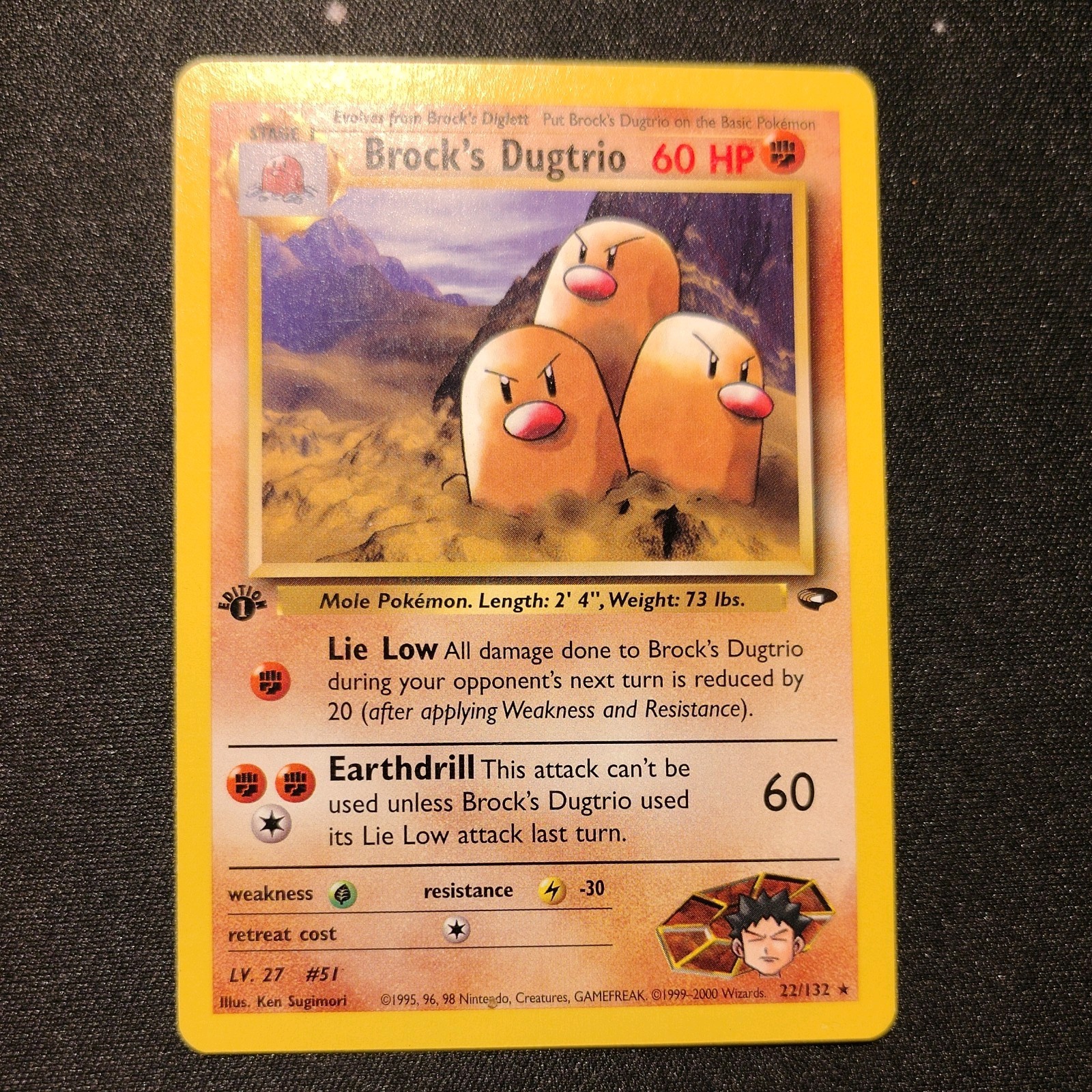 Pokemon Gym Challenge Brock's Dugtrio 1st Edition 22/132 Non-Holo excellent Con*