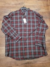 Roundtree Yorke Mens Portuguese Flannel Shirt Tall 3XT Gray Red Plaid NWT