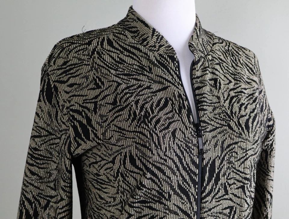 CHICO'S Travelers $119 Vintage Sparkle Tiger Zip Up Jacket Top Size 2 US Large - Image 3 of 4