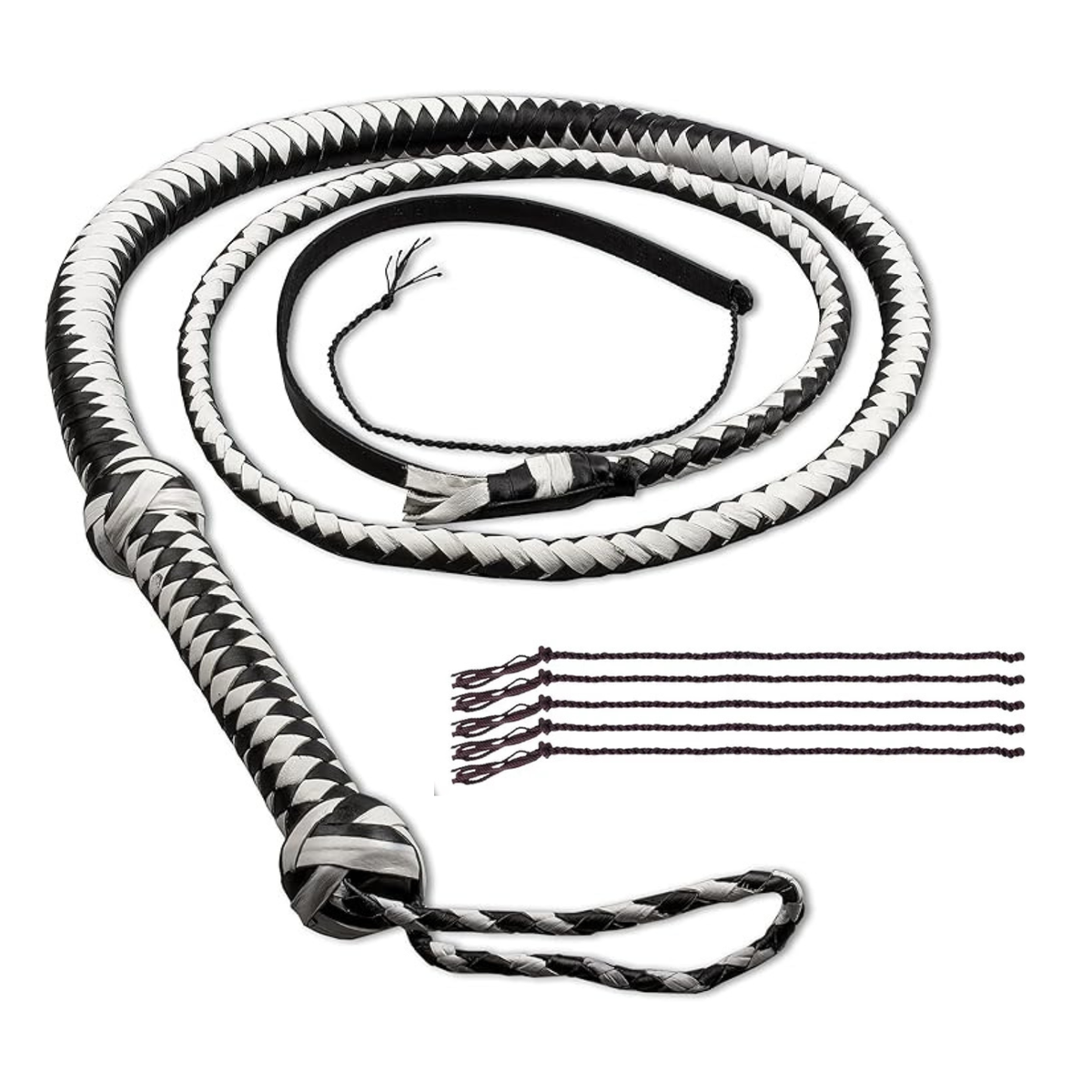 Indiana Jones Genuine Leather Black/White 6 Ft, 8 Ft, 10 Ft Bull