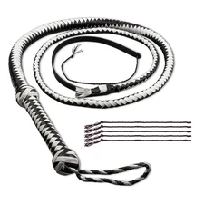 Indiana Jones Genuine Leather Black/White 6 Ft, 8 Ft, 10 Ft Bull Whip