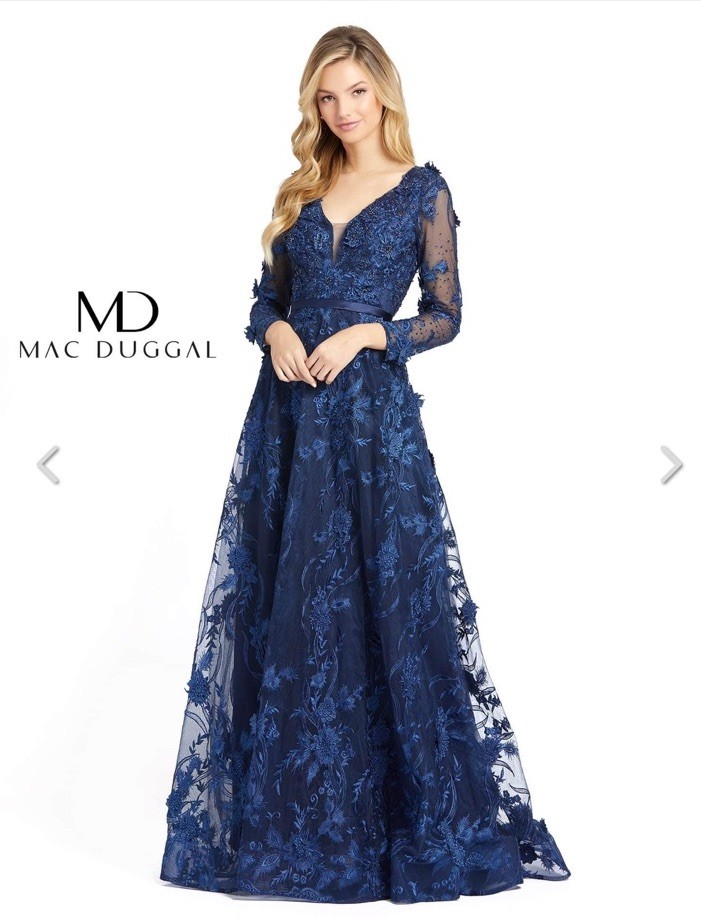MAC DUGGAL FLORAL EMBROIDERED Ball Gown Maxi Dress  $798 Sz: 8
