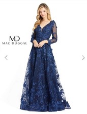 MAC DUGGAL FLORAL EMBROIDERED Ball Gown Maxi Dress $798 Sz: 8
