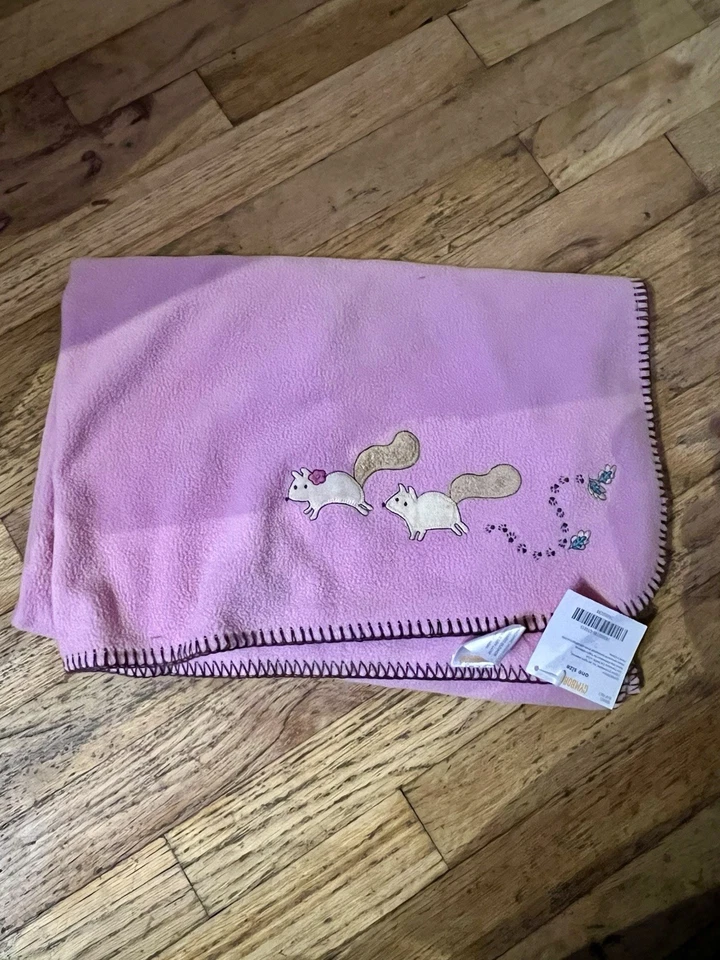 全新带标签 Gymboree 2005 Trail 混合粉色抓绒毯松鼠复古全新带标签 — 第 2/3 张图片