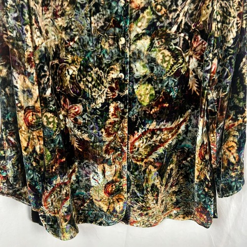 Weiche Umrandung Ikone Seide Samt Dichter Tunika Shirt Damen klein schwarz Blumen - Bild 5 von 8