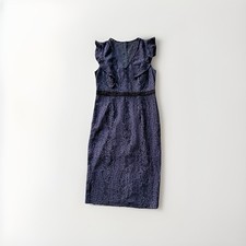 Greyln By Anthropologie Size L Fully Lined Ruffle Cap Sleeve Purple Lace Dress