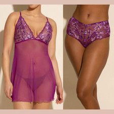 NWT Cosabella 2PC Large Paradiso Chemise Hipster in Beet Violette T2191
