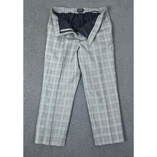Pendleton Vintage Wool Plaid Trousers Grey Glen Check Made in USA Size 12