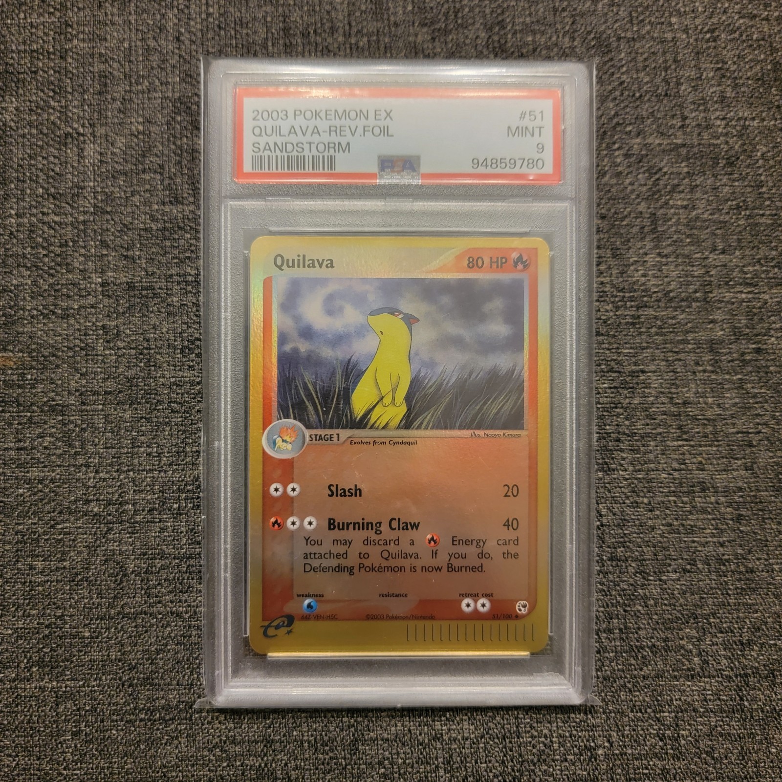 2003 Pokemon EX Quilava 51/100 Sandstorm Reverse Holo PSA 9 - POP 16