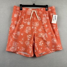 NWT Old Navy Swim Trunks Men's Sz Large Orange Drawstring Mesh Lined Beach Palm
