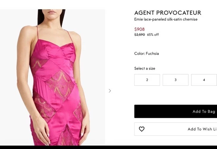 Agent Provocateur Emie SOIREE Pink Silk Short Slip AP4 Size 2 NWT With Matching - Image 4 of 4