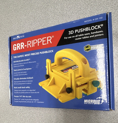MicroJig GRR-RIPPER 3D Push Block GR-100 for Table Saw/Router Table Yellow