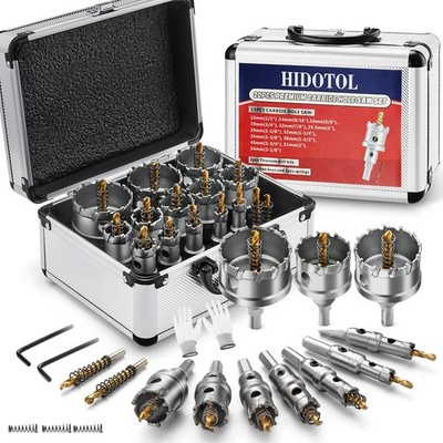 20PC TCT Carbide Hole Saw Kit 1/2'' - 2-1/8'' Tungsten Carbide Drill Bits Set w...