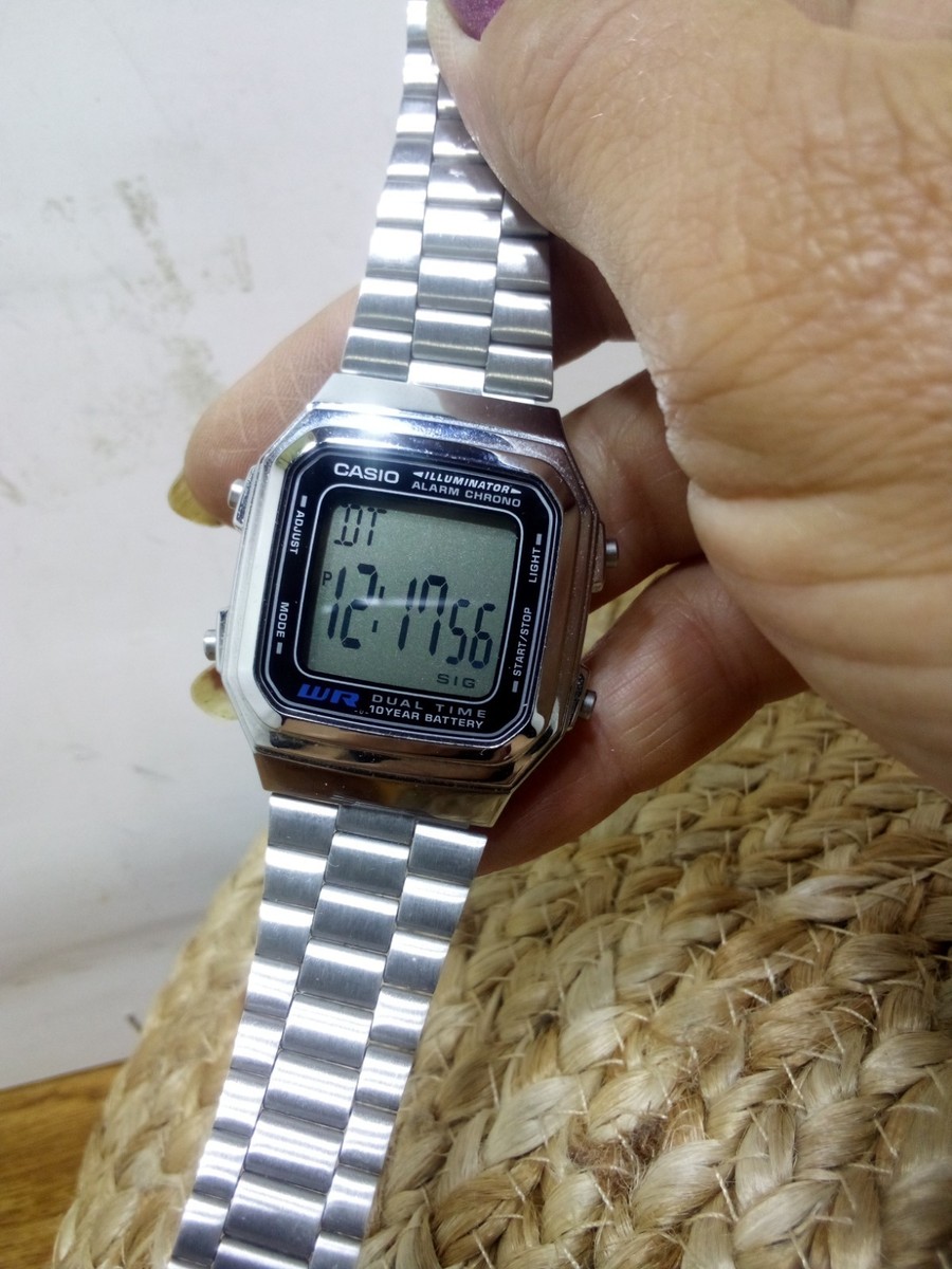 Vintage Casio 3234 A178w Silver Tone Digital Wrist Watch All