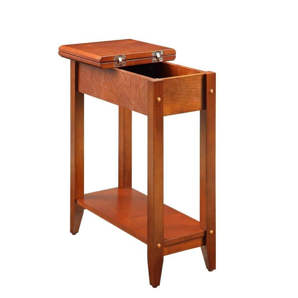 Convenience Concepts End Table 24"H Modern Cherry Wood Flip Top Storage Shelf - Image 4 of 4