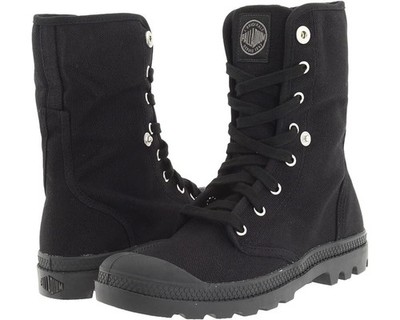 Palladium Women's Black Baggy Foldover Lace-Up Boots Size 5