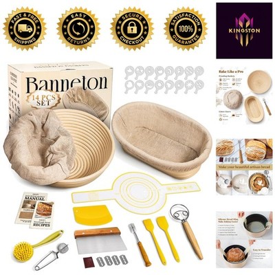 Complete Sourdough Starter Kit: 9'' Round & 10'' Oval Bread Proofing Baskets