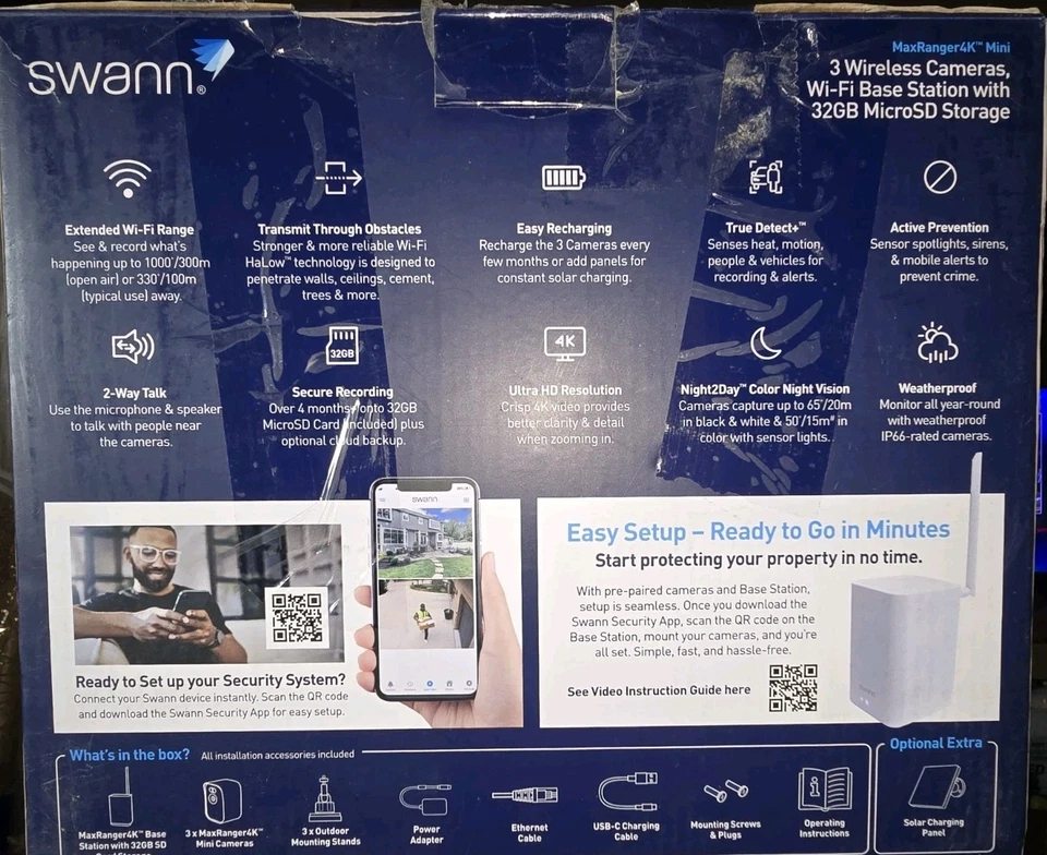 Swann MaxRanger4K 3-Camera Long-Range Wireless Security System SWNVK-MRMINISD3 - Image 2 of 4