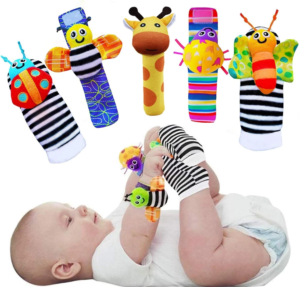 WGDE TOY Newborn Toys for Baby Girls Boys - Foot Finders & Wrist Rattles for Infants ..