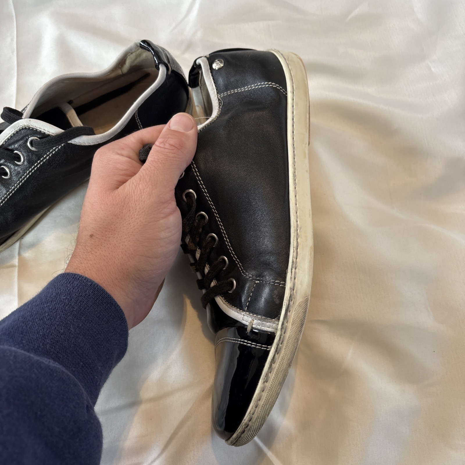 AGL Attilio Giusti Leombruni Sneakers Black Leather White Trim Women Size 9 39.5